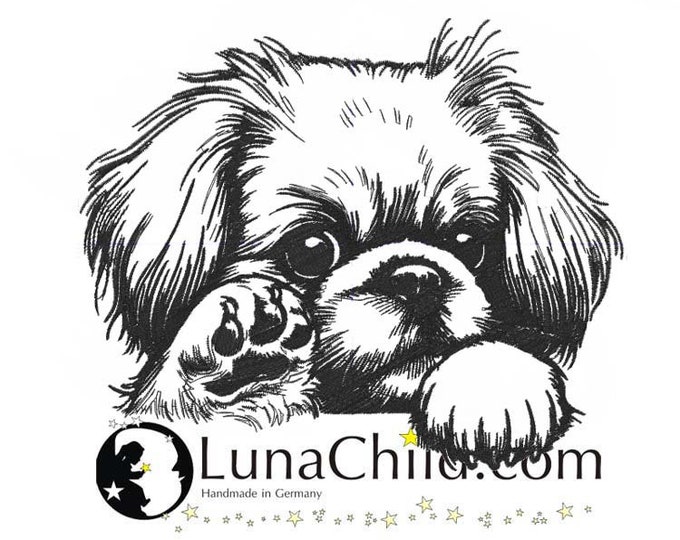 Embroidery file Pekingese "Axel" dog realistic commercial use LunaChild