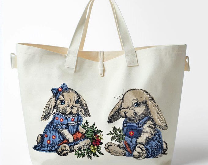 Set - Stickdatei - Applikation Hase "Albert" - Junge - Hase "Wilma" - Mädchen - LunaChild Apli