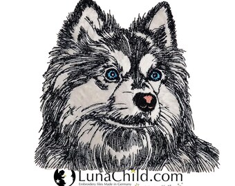 Stickdatei Applikation - Alaskan Klee Kai "Bilbo"  - für helle & dunkle Stoffe - LunaChild - Hund