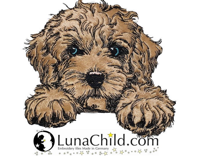 Embroidery file application Cockapoo "Funny" commercial use LunaChild dog appliqué