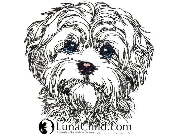 FEWER STITCHES - Embroidery file Bolonka "Sibille" LIGHT - for light fabrics - Dog - LunaChild - 6 sizes