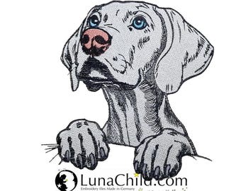 Stickdatei - Vollstick - Weimaraner "Emma" - Für helle & dunkle Stoffe - 10 Größen - Hund - LunaChild