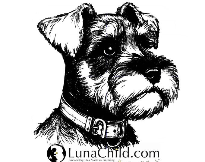 Stickdatei Zwergschnauzer "Penny" Hund realistisch kommerzielle Nutzung LunaChild