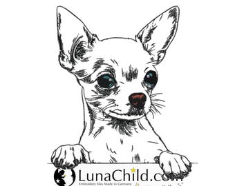 Embroidery design Chihuahua "Aage" - for light fabrics - dog - LunaChild