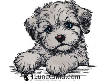 Stickdatei - Applikation - Havaneser Welpe "Silvie" - für helle & dunkle Stoffe - LunaChild - Hund -