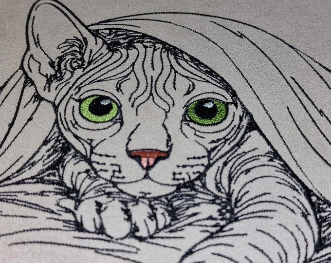 Embroidery design - Cat - Sphynx - "Velvet" - in 8 sizes - for light fabrics - Embroidery Design Hairless Cat LunaChild