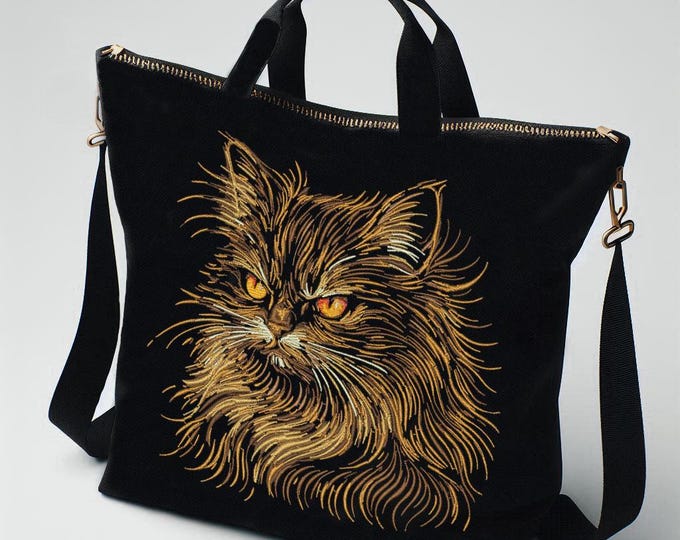 Stickdatei Katze "Ghost" – Aufwendig & detailreich – Für dunkle Stoffe – 8 Größen – Cat embroidery design - 8 sizes - LunaChild