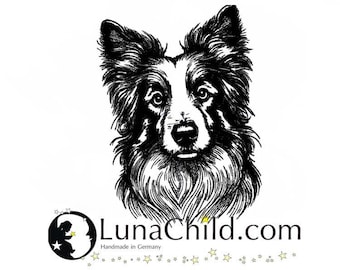 Embroidery file Border Collie "Coral" dog realistic commercial use LunaChild