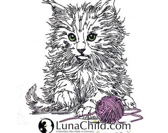 WENIGER STICHE - Stickdatei Katze "Shadow" - LIGHT - für helle Stoffe - LunaChild