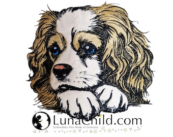 NEU Stickdatei Applikation King Charles Cavalier Spaniel "Lotte" kommerzielle Nutzung LunaChild Hund Apli