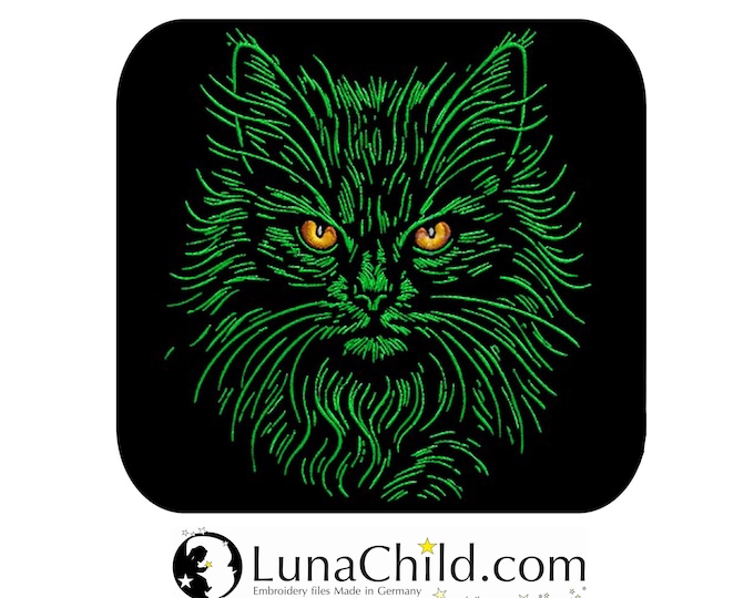 Stickdatei Katze "Grisu" –  Für dunkle Stoffe – 8 Größen – LunaChild Stickmuster