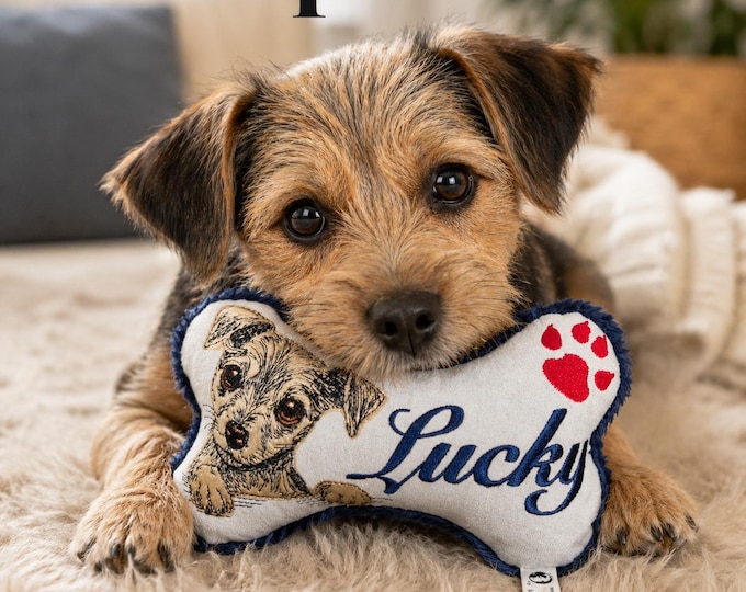 PERSONALISIERTE Stickdatei - Hunde Spielzeug Knochen ITH - in 8 Größen - Embroidery File Dog toy bone ITH - LunaChild Hunderasse Name Pfote