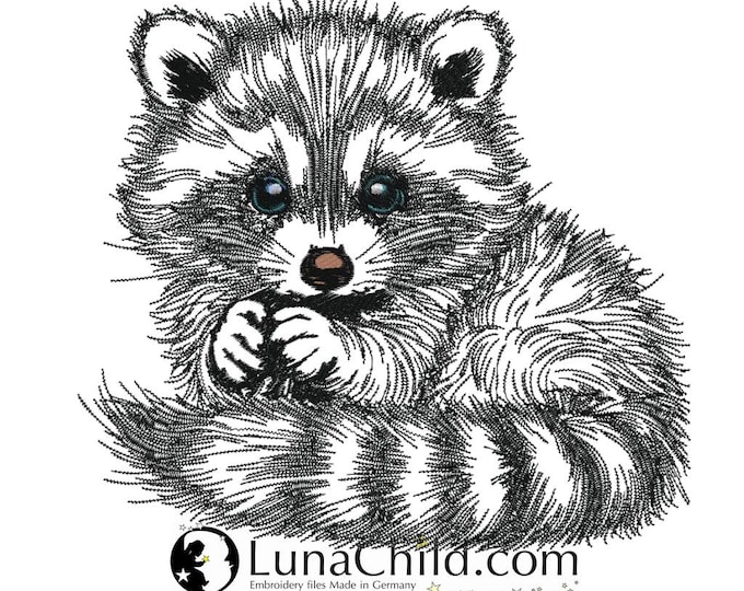 Embroidery file - Raccoon "Paddy" - For light fabrics - Bear - LunaChild