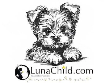 Stickdatei Yorkshire Terrier Pfote Yorki Welpe "Willi" Hund realistisch kommerzielle Nutzung LunaChild