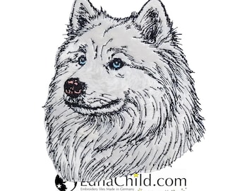 Stickdatei - Applikation Samojede Samojeden Hund - "Winston" - für helle & dunkle Stoffe - 8 Größen - LunaChild
