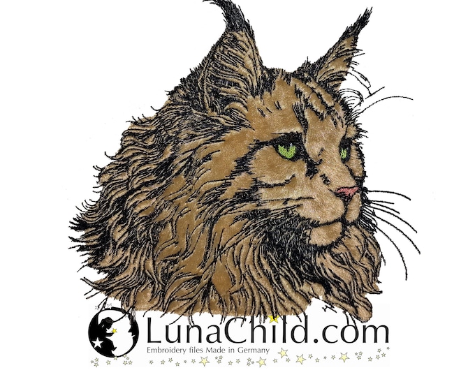 NEU Stickdatei Applikation Katze Maine Coon "Bonzo" kommerzielle Nutzung LunaChild Apli