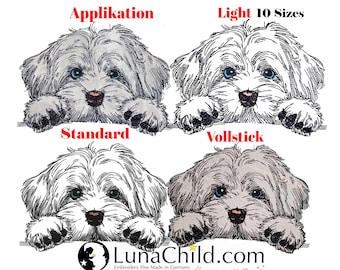 Stickdatei Set Applikation - Vollstick - Light - Standard  - Havaneser "Summer" - für helle & dunkle Stoffe - in 8 bzw 10 Größen - LunaChild