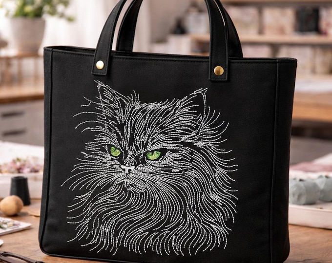 Stickdatei - Katze - WENIGER STICHE - "Ghost" - LIGHT - für helle Stoffe - in 10 Größen - Embroidery File Cat - 10 sizes - LunaChild