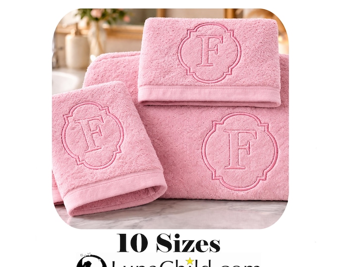 Stickdatei - Präge Stickmuster - Buchstabe "F" - geprägt in 10 Größen - LunaChild - Embroidery design towel