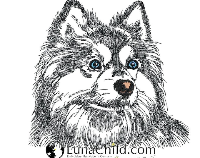 Stickdatei  - Alaskan Klee Kai - "Bilbo" - Für helle Stoffe - Hund - LunaChild