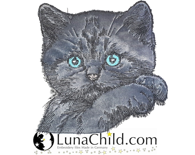 Stickdatei Applikation Britisch Kurzhaar Katze "Ellie" kommerzielle Nutzung LunaChild Kitten Kätzchen Apli