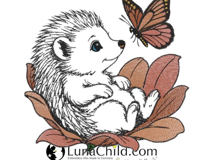 Stickdatei - Igel - Schmetterling - "Kathy" - in 10 Größen - für helle Stoffe - LunaChild