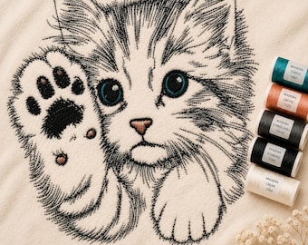 Kitten Embroidery Design "Heidi" – Cat Embroidery Pattern – 10 Sizes – LunaChild