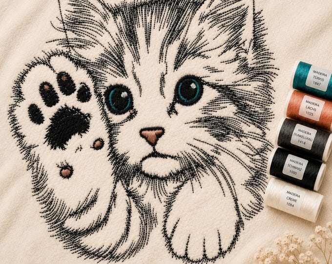 Kitten Embroidery Design "Heidi" – Cat Embroidery Pattern – 10 Sizes – LunaChild