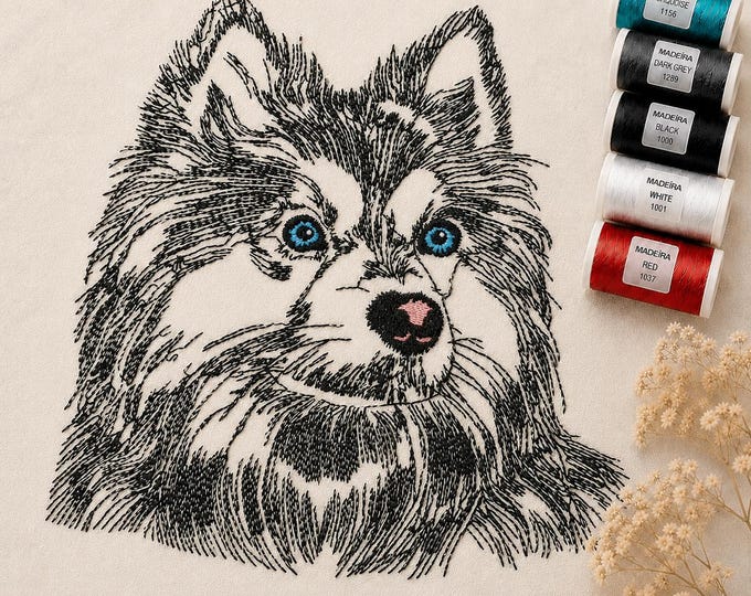 Alaskan Klee Kai Embroidery Design "Bilbo" LIGHT – Dog Embroidery Design – 6 Sizes – LunaChild