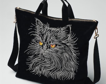 Stickdatei - Katze - Kitten Kätzchen - "Ghost" - in 8 Größen - für dunkle Stoffe - LunaChild