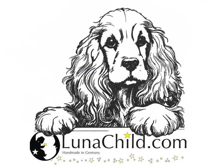 Embroidery file Cocker Spaniel "Merle" dog peeking realistic commercial use LunaChild