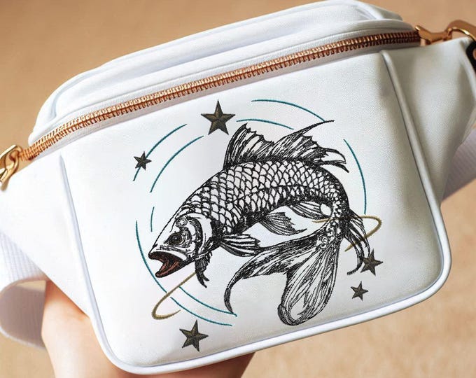 Stickdatei Sternzeichen Fisch realistisch  kommerzielle Nutzung LunaChild für helle Stoffe