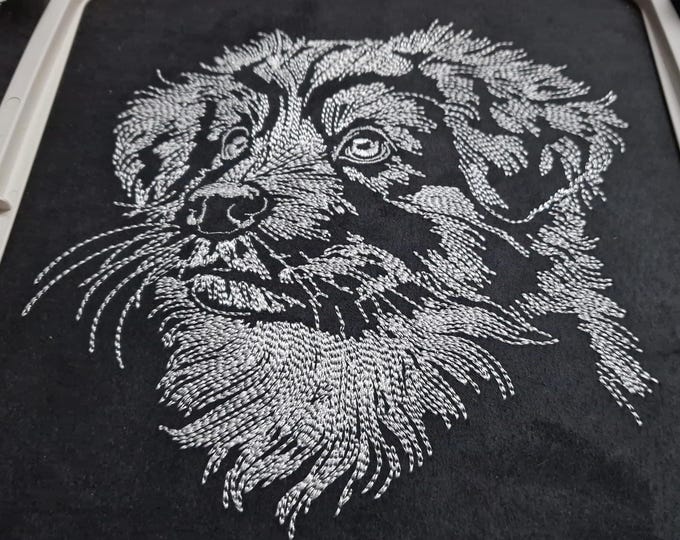 WENIGER STICHE - Stickdatei Australian Shepherd  "Frank" LIGHT - für dunkle Stoffe -  Hund - LunaChild - 6 Größen