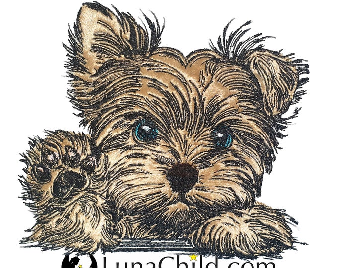 Stickdatei Applikation Yorkshire Terrier Welpe  "Benny" kommerzielle Nutzung LunaChild Hund Apli