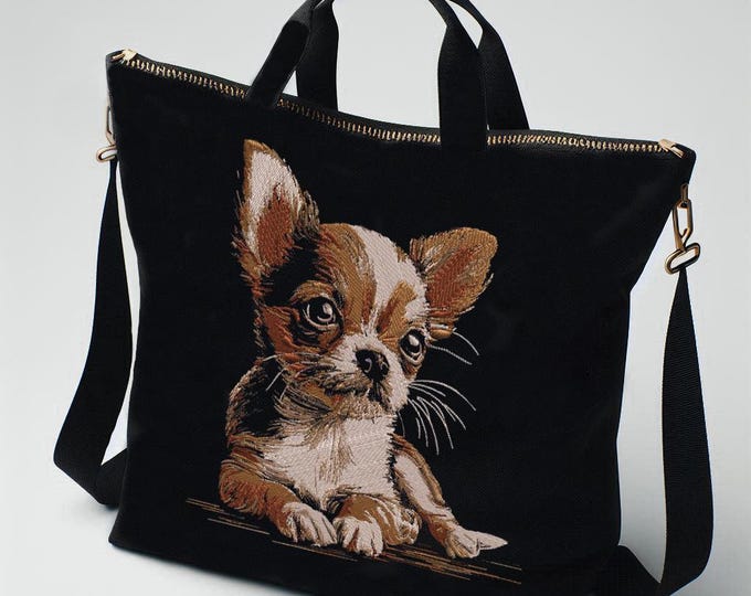 Stickdatei - AUFWENDIGE - Chihuahua Welpe "Gemma" - Hund - für dunkle Stoffe - LunaChild