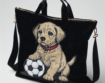 Embroidery design - Dog - Dog appliqué "Pille" with football - in 8 sizes - for light & dark fabrics - Golden Retriever puppy - LunaChild