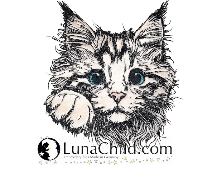 Stickdatei Applikation Katze Baby "Tabby" Kitten kommerzielle Nutzung LunaChild Apli