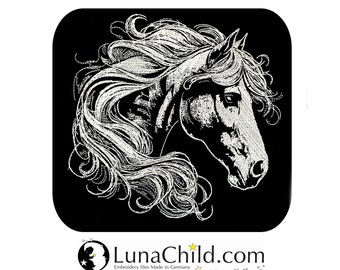 Embroidery file horse "Eboni" realistic commercial use LunaChild