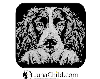 NEW Embroidery design Springer Spaniel "Ignazius" realistic dog for dark fabrics commercial use LunaChild