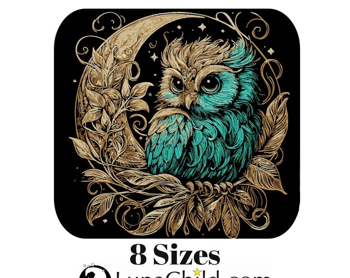 Stickdatei  Eule im Mond "Eulalia" - AUFWENDIG - 8 Größen - für dunkle Stoffe - Embroidery design - INTENSE - Owl - 8 sizes - LunaChild