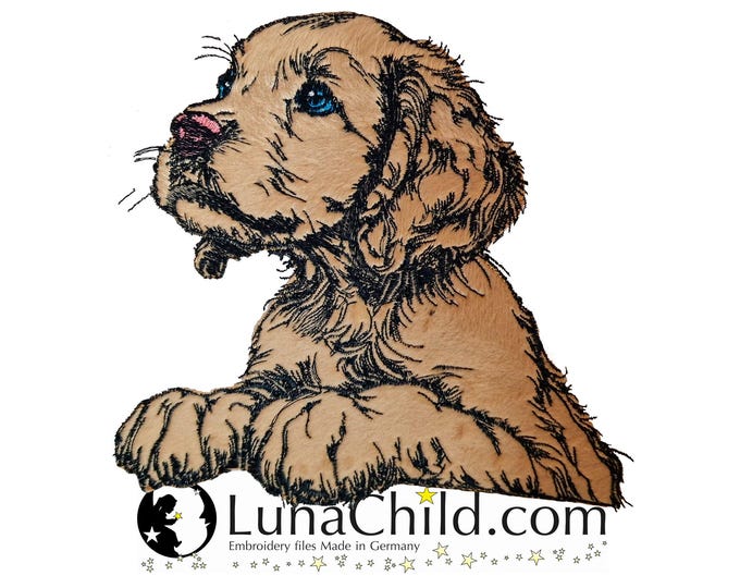 NEW Applique embroidery file Irish Setter puppy "Tabsy" dog realistic commercial use LunaChild Appli