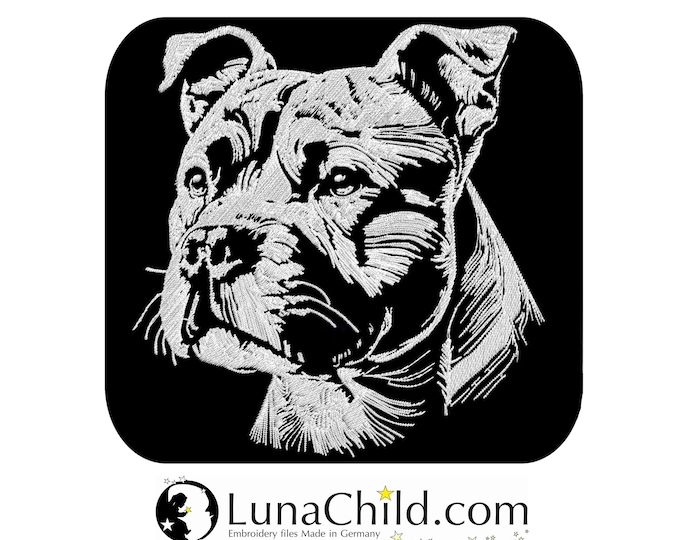 NEU Stickdatei Staffordshire Bull Terrier "Julian" kommerzielle Nutzung LunaChild Hund für dunkle Stoffe
