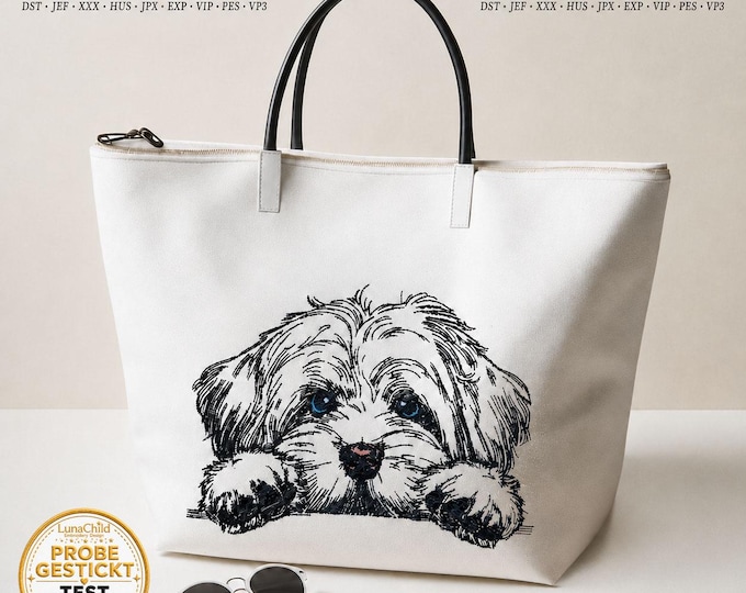 Havanese Dog Embroidery File “Summer” | Realistic Havanese Embroidery Pattern | Light Fabrics | 8 Sizes