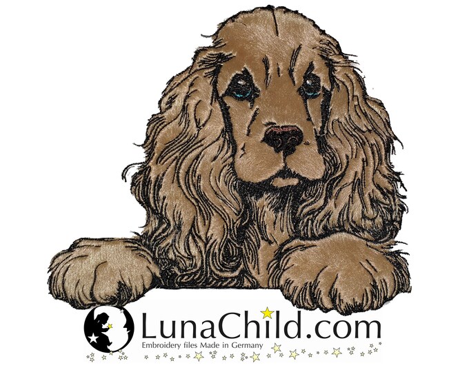 NEU Stickdatei Applikation Cocker Spaniel "Merle" kommerzielle Nutzung LunaChild Hund Apli