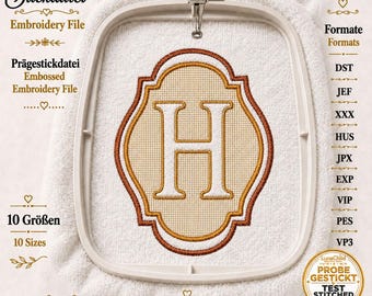 Letter “H” Embroidery Design | Embossed Towel, Minky & Fleece Monogram | 10 Sizes | Beginner Friendly