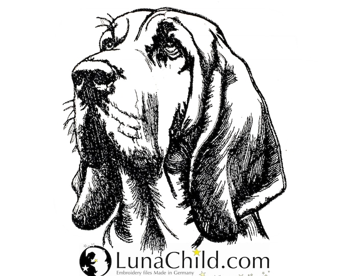 Embroidery file American Bloodhound "Cora" dog realistic commercial use LunaChild