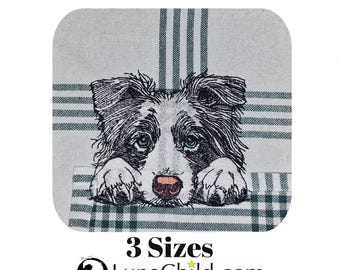 Stickdatei - Vollstick - Border Collie Welpe "Vera" - Für helle & dunkle Stoffe - 3 Größen - Hund - ITH - Geschirrtuch - LunaChild