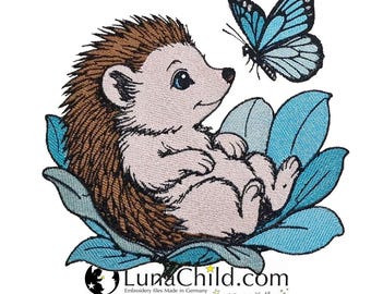 Stickdatei - Igel - Schmetterling - Vollstick - "Kathy" - Für helle & dunkle Stoffe - in 10 Größen - LunaChild