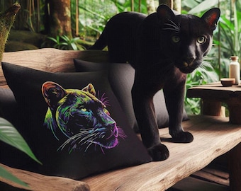 Neu AUFWENDIGE Stickdatei Panter "Paladin" realistisch Neon Farben kommerzielle Nutzung LunaChild für dunkle Stoffe