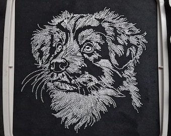 WENIGER STICHE - Stickdatei Australian Shepherd  "Frank" LIGHT - für dunkle Stoffe -  Hund - LunaChild - 6 Größen